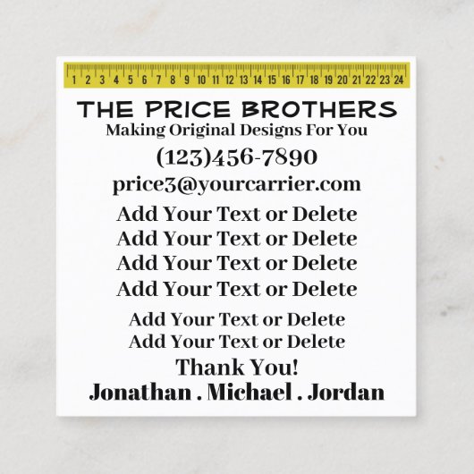 Boys Designer Business Card Quadratische Visitenkarte (Rückseite)