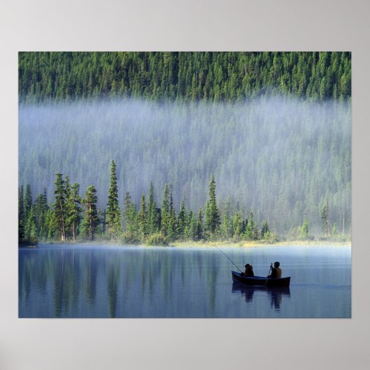 Boys, die auf dem Waterfowl Lake fischen, Banff Na Poster (Vorne)