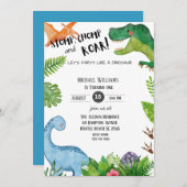 Boys Dinosaur 1. Geburtstags-Party Einladung (Vorne/Hinten)