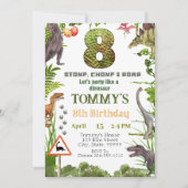 Boys Dinosaur 8. Geburtstagsparty Einladung (Vorderseite)