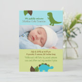 Boys Dinosaur Custom Foto Geburtsankündigung Ankündigung (Stehend Vorderseite)