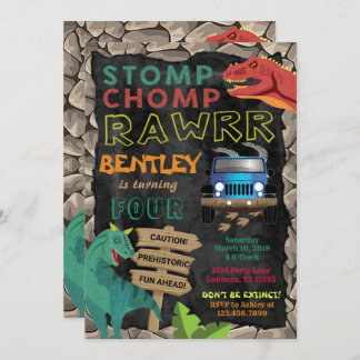 Boys Dinosaur Geburtstagsparty Einladung