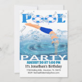 Boys Diving Pool Party Einladung (Vorderseite)