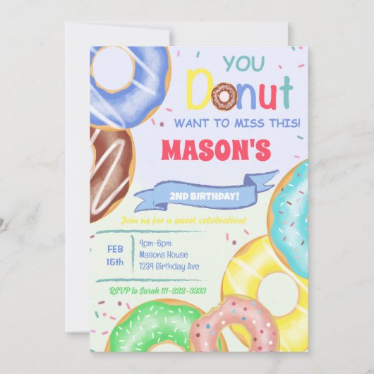 Boys Donuts Geburtstagsparty Einladung (Vorderseite)