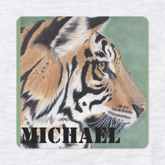 Boys eisen auf Kleidung Labels Tiger & NAME Etiketten (Design 1)