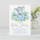 Boys Elephant Baby Shower Einladungen (Stehend Vorderseite)