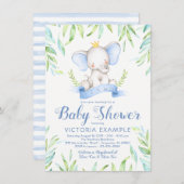 Boys Elephant Prince Baby Shower Einladungen (Vorne/Hinten)