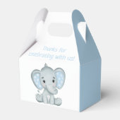 Boy's Elephant Watercolor Baby Duschbox Geschenkschachtel (Vorderseite)