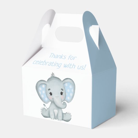 Boy's Elephant Watercolor Baby Duschbox Geschenkschachtel (Vorderseite)