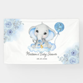 Boys Elephant Watercolor Floral Baby Dusche Banner