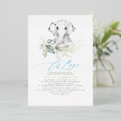Boys Elephant Watercolor Greenery Baby Dusche Folieneinladung (Stehend vorne)