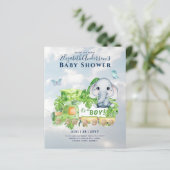 Boys Elephant Watercolor Kinderdusche Einladung (Stehend Vorderseite)