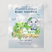 Boys Elephant Watercolor Kinderdusche Einladung (Vorderseite)