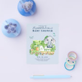 Boys Elephant Watercolor Kinderdusche Einladung Flyer (Einzeln)