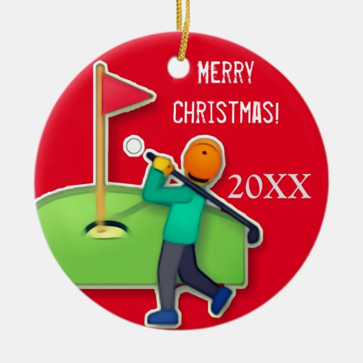 Boys Emoji Golf Weihnachten Keramik Ornament (Vorne)