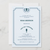 Boys erste heilige Kommunion Einladung Blau (Vorderseite)