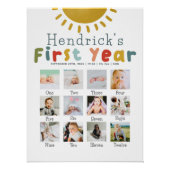 Boys erstes Jahr Sun Birthday Foto Collage Poster (Vorderseite)