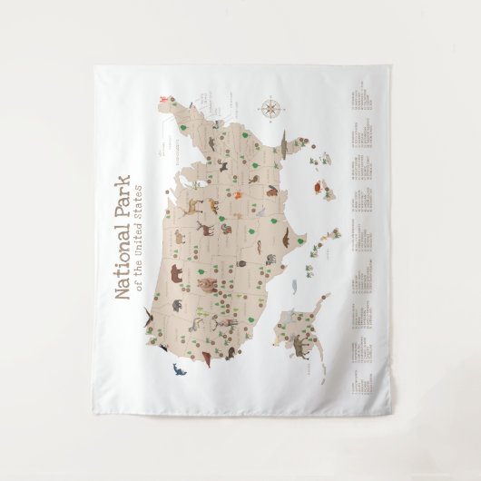 Boys Exploration National Park Map Woodland Kinder Wandteppich (Vorderseite)