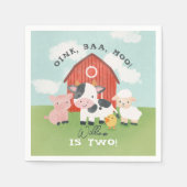 Boys Farm Animal Barnyard Kids 2nd Birthday Serviette (Vorderseite)