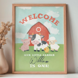 Boys Farm Animal Kids Birthday Welcome  Poster