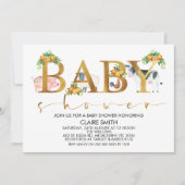 Boys Farm Animals Word Baby Shower Einladung (Vorderseite)