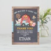 Boys farm Animations Chalkboard Danke Karte (Stehend Vorderseite)