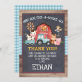 Boys farm Animations Chalkboard Danke Karte (Vorne/Hinten)