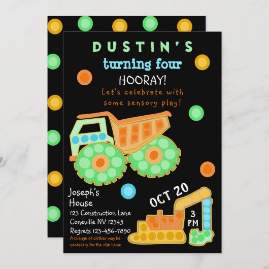 Boys Fidget Party Sensory Play Einladung (Vorne/Hinten)