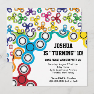 Boy's Fidget Spinner Geburtstagsparty Einladung