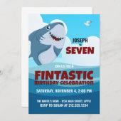 Boys fintastisches Hai-Party Einladung (Vorne/Hinten)