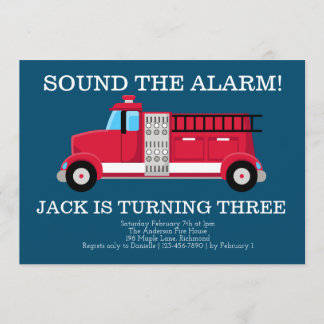 Boys Fire Truck Birthday Einladung