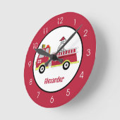 Boys Firetruck Fire Engine Runde Wanduhr (Winkel)