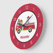 Boys Firetruck Fire Engine Runde Wanduhr (Winkel)