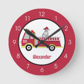 Boys Firetruck Fire Engine Runde Wanduhr (Vorderseite)