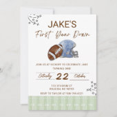 Boy's First Birthday, First Down Birthday Invite, Einladung (Vorderseite)