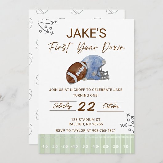 Boy's First Birthday, First Down Birthday Invite, Einladung