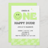 BOYS FIRST BIRTHDAY INVITATION ONE HAPPY DUDE EINLADUNG (Vorne/Hinten)