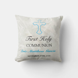 Boys First Communion Elegant Blue Memento Kissen