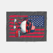 Boys Fishing Rod American Flag Patriotic Fishing F Fleecedecke (Vorderseite (Horizontal))