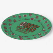 Boys Football First Year Down 1st Birthday Party Pappteller (Schrägansicht)