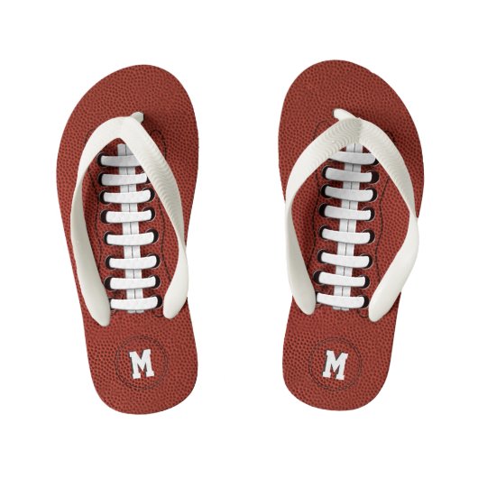 Boys Football Mit Monogramm Kids Flip Flops Kinderbadesandalen (Fußbett)