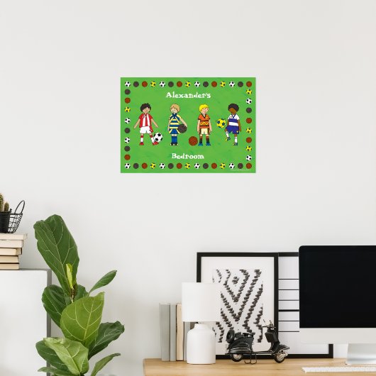 Boy's Football Soccer Personalisiert Poster (Heimbüro)