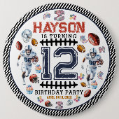 Boys Football Sports Geburtstagsparty Button (Vorderseite)