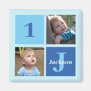 Boys Foto Collage Custom Blue Kids Foto Magnet