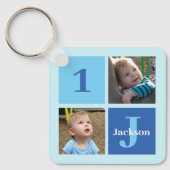 Boys Foto Collage Custom Blue Kids Foto Schlüsselanhänger (Vorderseite)
