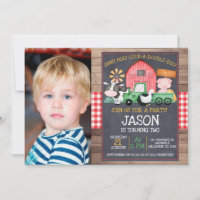 Boys Foto Farm Green Traktor Chalkboard Geburtstag