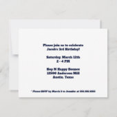 Boys Foto Kindergeburtstag Party Blauer Farbblock Einladung (Rückseite)