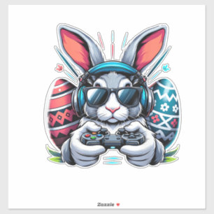 Boys Frohe Ostern Tag Hase Ei Videospiel Kinder Ic Aufkleber
