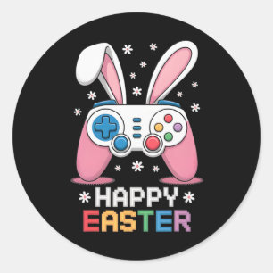 Boys Frohe Ostern Tag Hase Ei Videospiel Kinder Ic Runder Aufkleber