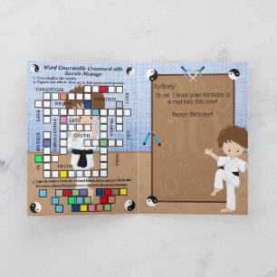 Boys Fun Karate Secret Message Happy Birthday Karte